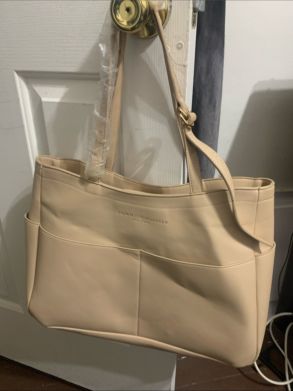 Tommy Hilfiger Cream Beige Tote with Front Pockets